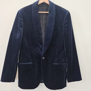 J. Crew Ludlow Blue Velvet Shawl Blazer size 38S